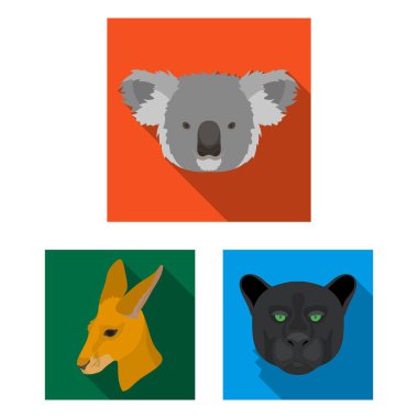 Set koleksiyonu tasarım için vahşi hayvan düz simgeler. Mammal ve kuş sembol stok web illüstrasyon vektör.