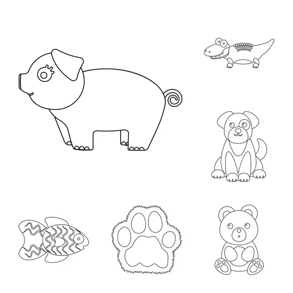 Um animal irrealista delinear ícones na coleção de conjuntos para o design. Brinquedo animais símbolo vetorial web ilustração . — Vetor de Stock