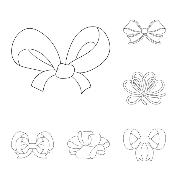 Arcos multicolores esbozan iconos en la colección de conjuntos para design.Bow para la decoración vector símbolo stock web ilustración . — Vector de stock