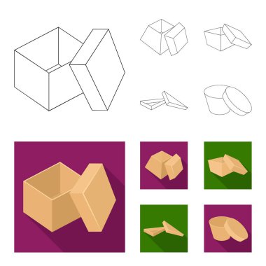 Dava, kabuk, çerçeve ve diğer web simgesi anahat, düz stil. Kutusu, konteyner, paket, küme koleksiyon simgeler.