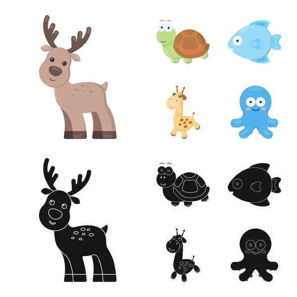 Una caricatura poco realista, iconos de animales negros en la colección de conjuntos para el diseño. Animales de juguete vector símbolo stock web ilustración . — Vector de stock