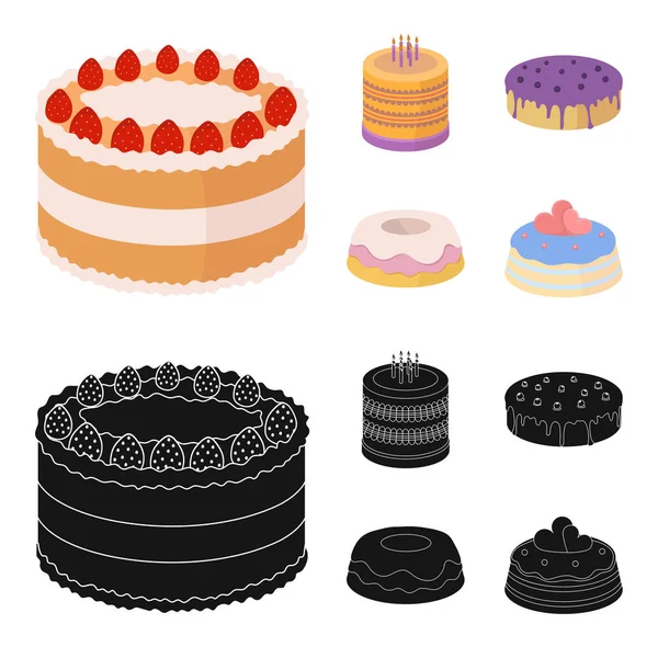 Sweetness, dessert, cream, treacle .Cakes country set collection icons in cartoon, black style vector symbol stock illustration web . — стоковый вектор