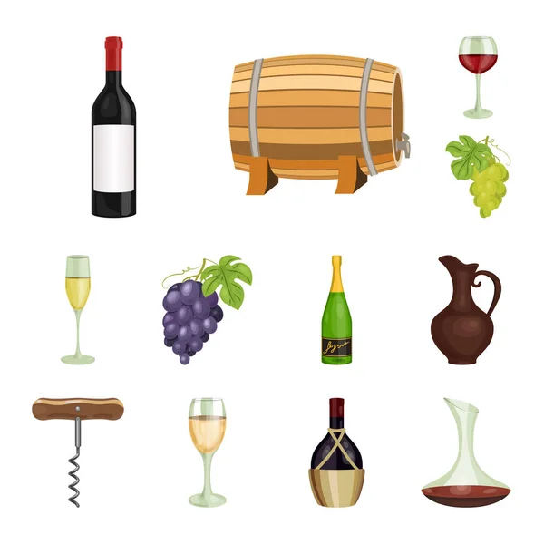 Produits du vin icônes de dessin animé dans la collection ensemble pour le design. Matériel et production de vin vecteur symbole stock illustration web . — Image vectorielle