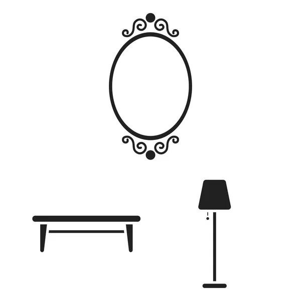 Möbel und Interieur schwarze Symbole in Set-Kollektion für design.home Möbel Vektor Symbol Stock Web-Illustration. — Stockvektor