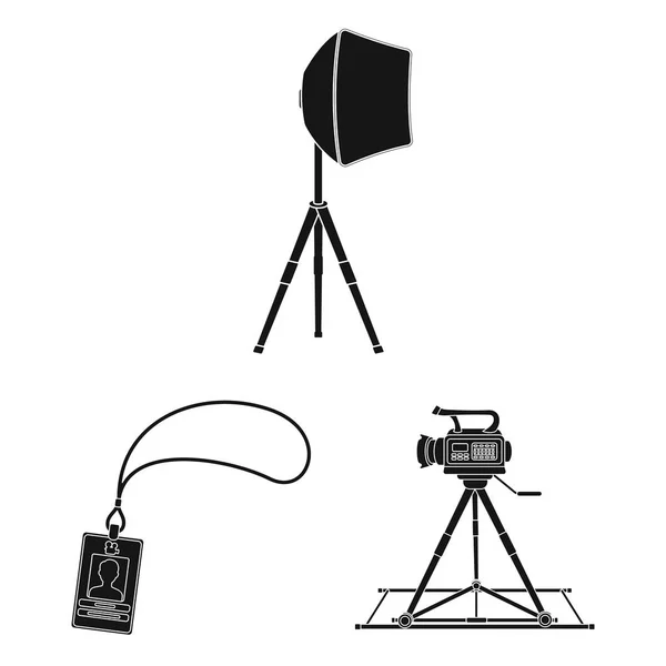 Faire un film icônes noires dans la collection set pour le design. Attributs et équipement vectoriel symbole stock web illustration . — Image vectorielle