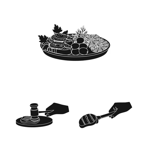 Cooking food black icons in set collection for design. Kitchen, equipment and tools vector symbol stock web illustration. — Stock Vector