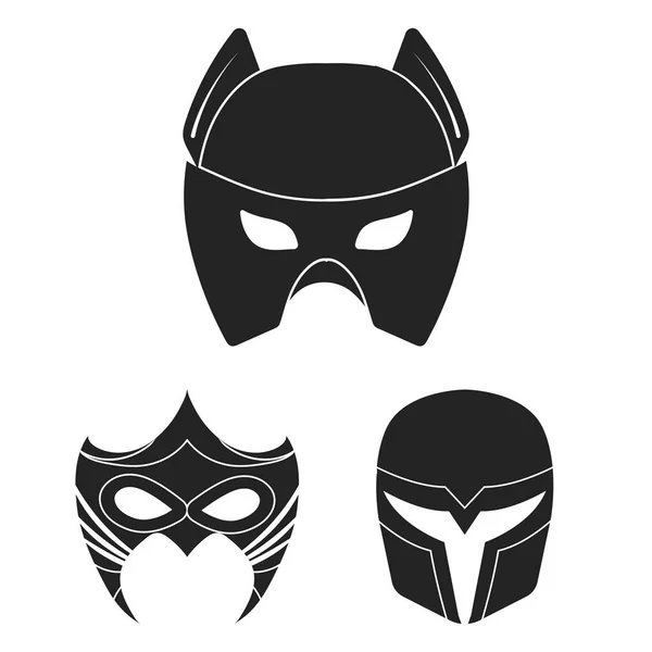 Karnaval maskesi siyah set koleksiyonu tasarım için simgeler. Göz ve yüz vektör simge stok web illüstrasyon maske. — Stok Vektör