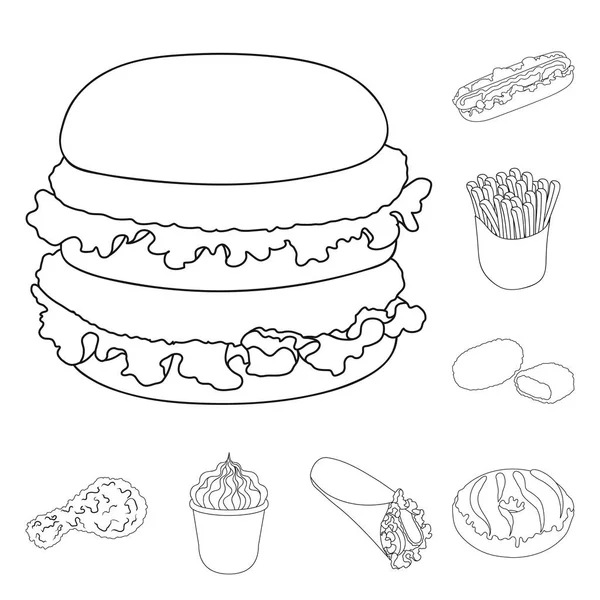 Iconos de contorno de comida rápida en la colección de conjuntos para design.Food de productos semiacabados vector símbolo stock web ilustración . — Archivo Imágenes Vectoriales