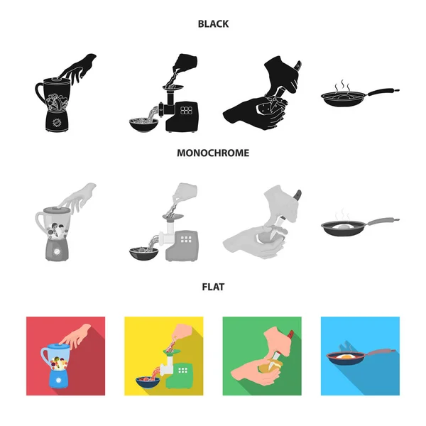 Equipo, electrodomésticos, electrodomésticos y otro icono de la web en negro, plano, estilo monocromo., cocinero, tutsi. Cocina, iconos en la colección de conjuntos . — Vector de stock