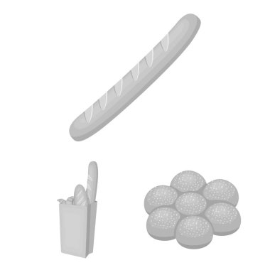 Set koleksiyonu tasarım için ekmek tek renkli simgeler türleri. Pastane sembol stok web illüstrasyon vektör.
