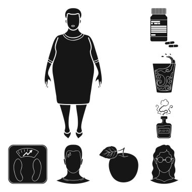 Set koleksiyonu tasarım için diyabet siyah simgeler. Diyabet vektör simge stok web illüstrasyon tedavisinde.