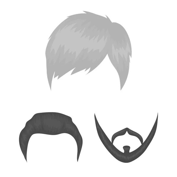 Bigote y barba, peinados iconos monocromáticos en la colección de conjuntos para el diseño. Elegante corte de pelo vector símbolo stock web ilustración . — Vector de stock