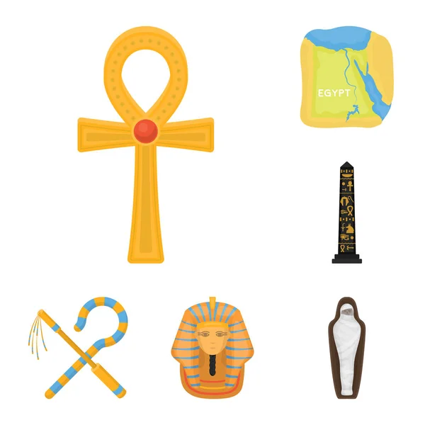 Iconos de dibujos animados del Antiguo Egipto en la colección de conjuntos para el diseño. El reinado de Faraón vector símbolo stock web ilustración . — Vector de stock