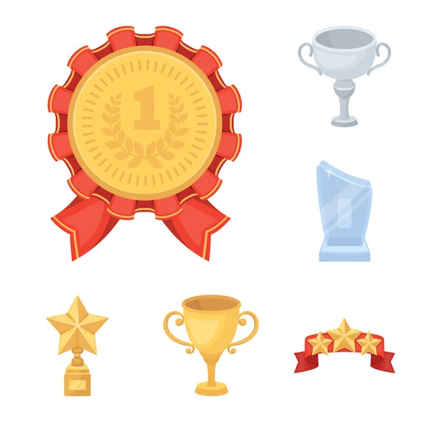 Troféer och utmärkelser tecknad ikoner i set samling för design. Belöning och prestation vektor symbol lager web illustration. — Stock vektor