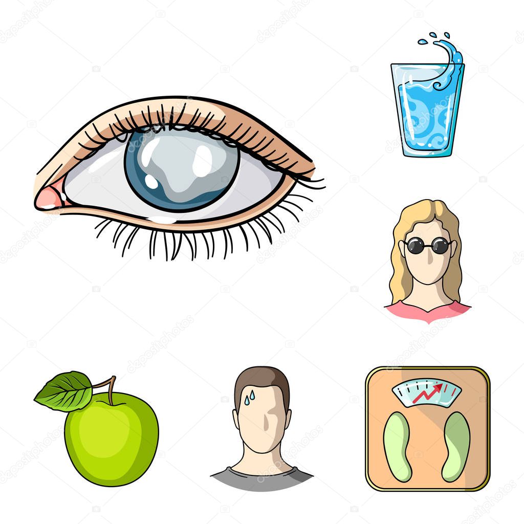 Diabetes cartoon icons in set collection for design. Treatment of diabetes vector symbol stock  illustration.