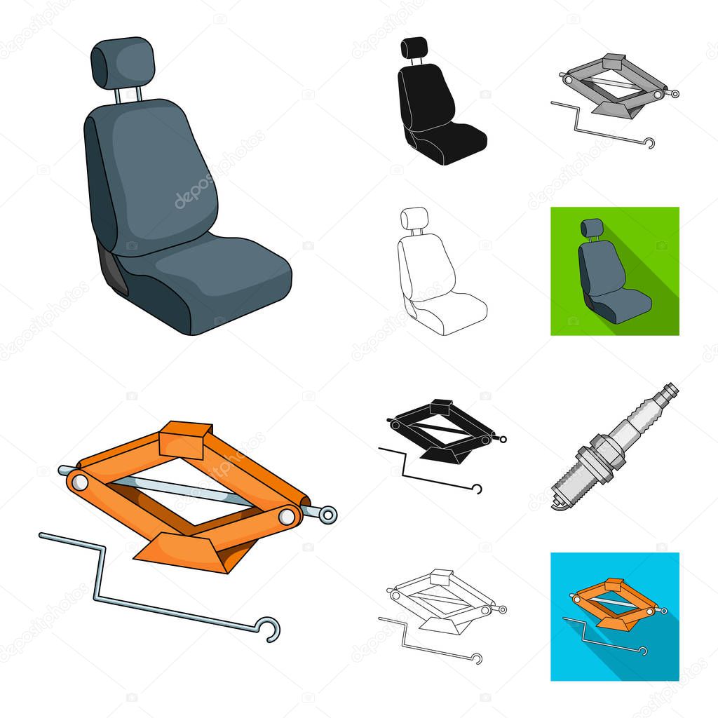 Car, vehicle cartoon,black,flat,monochrome,outline icons in set collection for design. Car and equipment vector symbol stock web illustration.