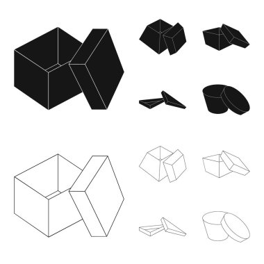 Dava, kabuk, çerçeve ve diğer web simge siyah, anahat stili. Kutusu, konteyner, paket, küme koleksiyon simgeler.