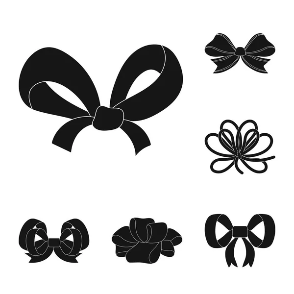 Busur berwarna ikon hitam dalam koleksi set untuk design.Bow untuk dekorasi simbol vektor gambar web stok . - Stok Vektor