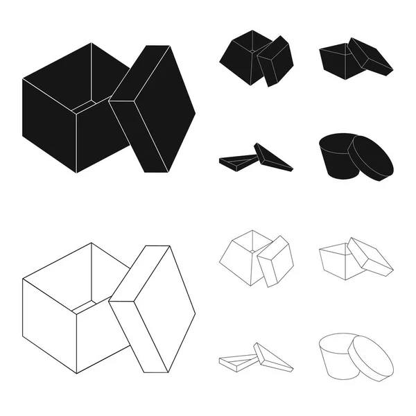 Fall, shell, ram och andra web-ikonen i svart, dispositionsformat. Box, behållare, paketet ikoner i set samling. — Stock vektor