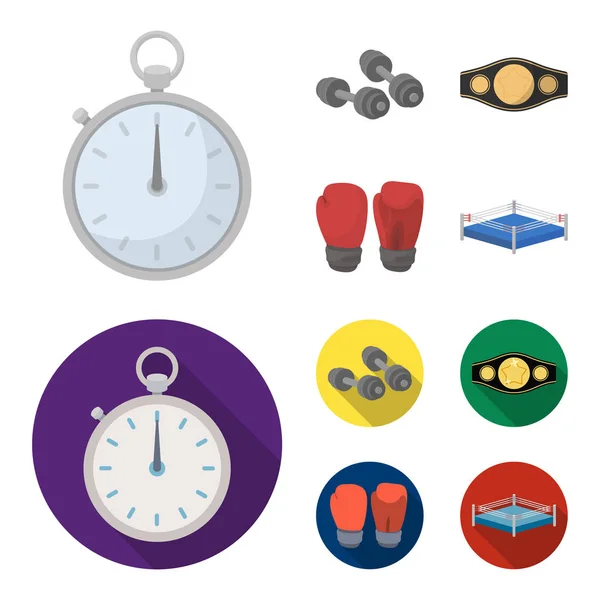 Boxing, sport, stopwatch, watch Boxing set collection icons in cartoon,flat style vector symbol stock illustration web. — Stock Vector