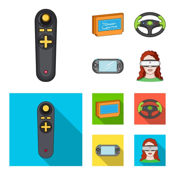 Console de jeu et bande dessinée joystick, icônes plates dans la collection de jeu pour la conception.Game Gadgets vecteur symbole stock illustration web . — Image vectorielle