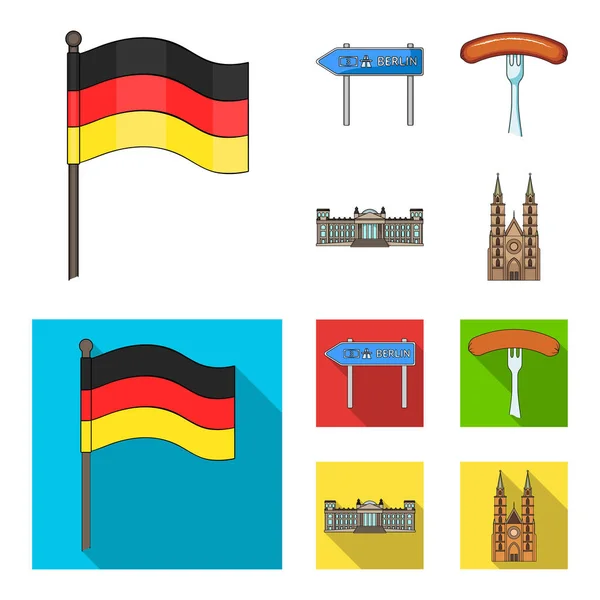 País Alemania dibujos animados, iconos planos en la colección de conjuntos para el diseño. Alemania e hito vector símbolo stock web ilustración . — Vector de stock