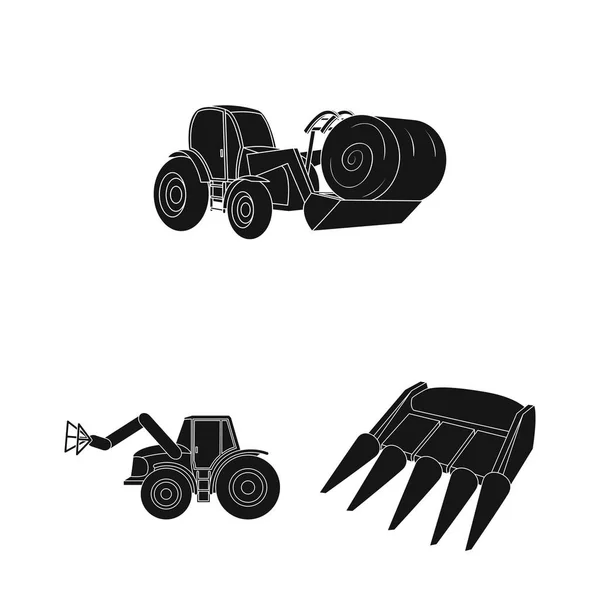 Maquinaria agrícola iconos negros en la colección de conjuntos para el diseño. Equipo y dispositivo vector símbolo stock web ilustración . — Archivo Imágenes Vectoriales