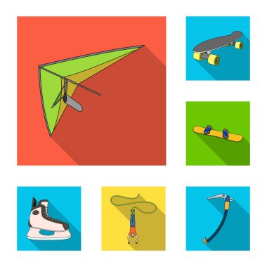 Aşırı spor set koleksiyonu tasarım için düz simgeler. Spor çeşitleri simge stok illüstrasyon vektör.