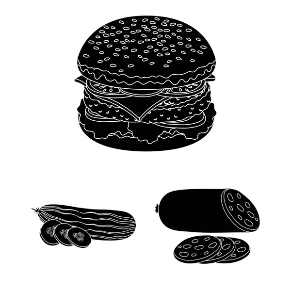 Hamburguesa e ingredientes iconos negros en la colección de conjuntos para el diseño. Burger cocina vector símbolo stock web ilustración . — Vector de stock