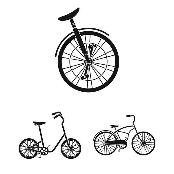 さまざまな自転車ブラック デザインのセットのコレクションのアイコンです。転送ベクトル シンボル ストック web 図の種類. — ストックベクタ