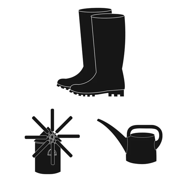 Farm and gardening black icons in set collection for design. Farm and equipment vector symbol stock web illustration. — Stock Vector