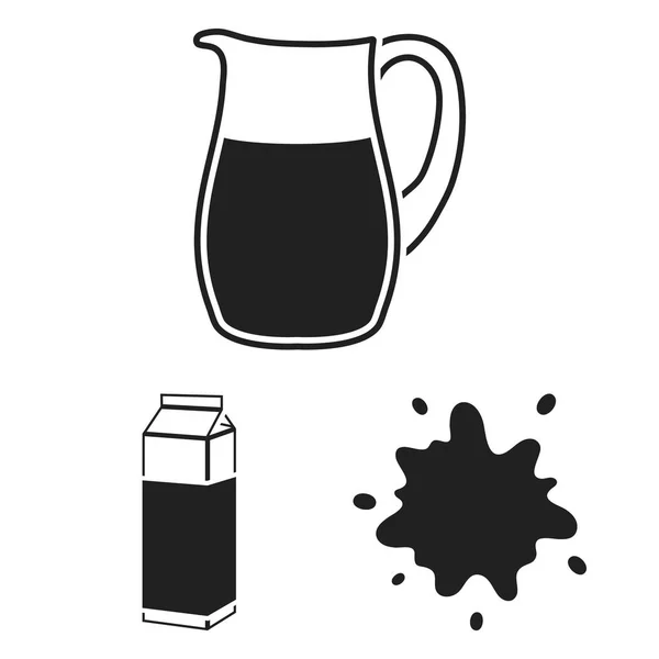 Milk product black icons in set collection for design.Milk and food vector symbol stock web illustration. — Stock Vector