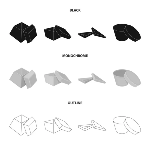 Geval, shell, kader en andere web-pictogram in het zwart, zwart-wit, een overzicht van stijl. Box, verpakking, pakket, pictogrammen in vaste collectie. — Stockvector