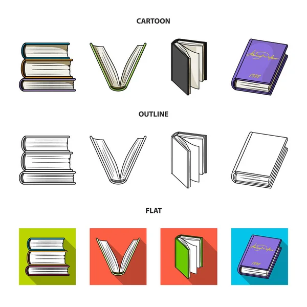 Olika typer av böcker. Böcker som samling ikoner i tecknad, skissera, platt stil vektor symbol stock illustration web. — Stock vektor