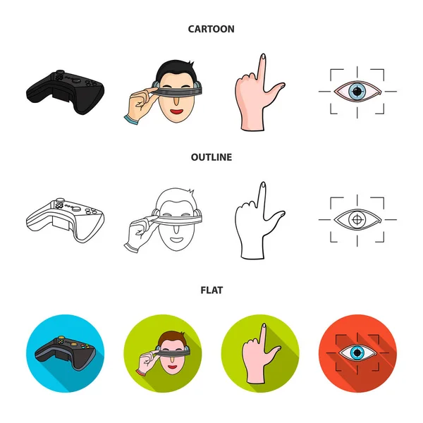 Virtual, reality, helmet, computer, technology, .Virtual reality set collection icons in cartoon,outline,flat style vector symbol stock illustration web. — Stock Vector