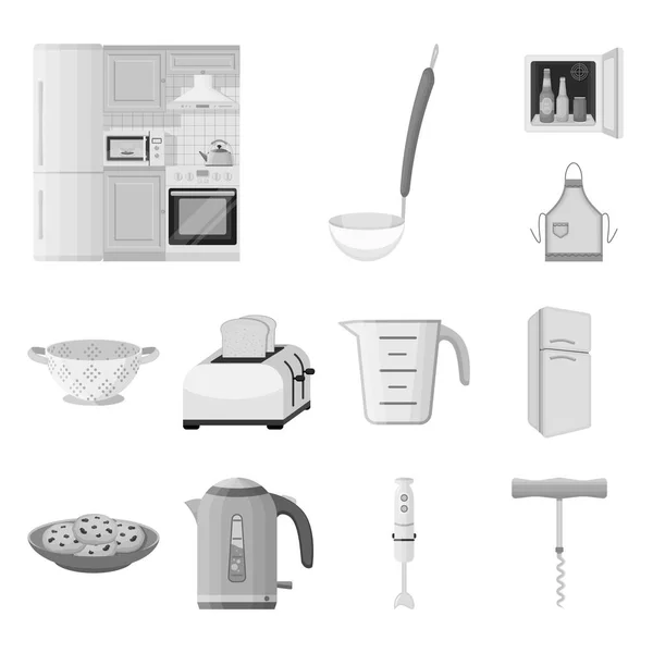 Equipo de cocina iconos monocromáticos en colección de conjuntos para el diseño. Cocina y accesorios vector símbolo stock web ilustración . — Vector de stock