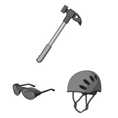 Dağcılık ve set koleksiyonu tasarım için tek renkli simgeler tırmanma. Ekipman ve aksesuarları sembol stok web illüstrasyon vektör.