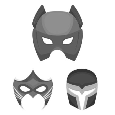 Karnaval maskesi set koleksiyonu tasarım için tek renkli simgeler. Göz ve yüz vektör simge stok web illüstrasyon maske.