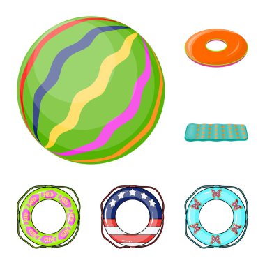 Çok renkli Yüzme daire karikatür set koleksiyonu tasarım için simgeler. Farklı lifebuoysvector sembol stok web çizimi.