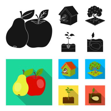 Bahçe, tarım, Doğa ve diğer web simge siyah, düz tarzı. Bitki, kök, kök, küme koleksiyon simgeler.