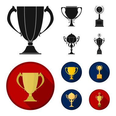 Set koleksiyonu tasarım için altın Kupası siyah, düz simgeler. Kazananlar Kupası vektör simge stok web çizim.