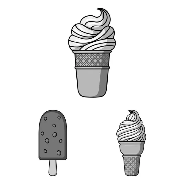Différentes icônes monochromes crème glacée dans la collection ensemble pour le design. Dessert et douceur vectoriel symbole stock illustration web . — Image vectorielle