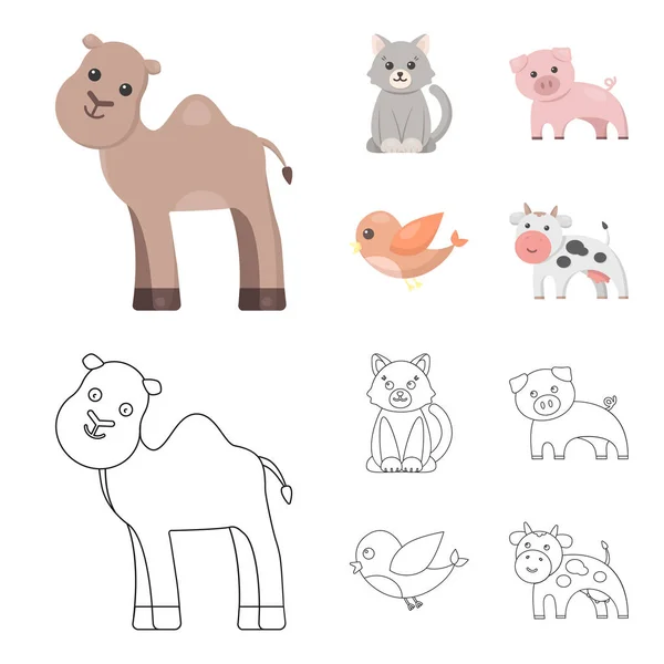 Un dessin animé irréaliste, esquisser des icônes animales dans la collection de jeu pour le design. Jouet animaux vecteur symbole stock web illustration . — Image vectorielle