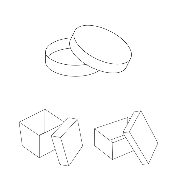 Diferentes cuadros esbozan iconos en la colección de conjuntos para design.Packing caja vector símbolo stock web ilustración . — Archivo Imágenes Vectoriales