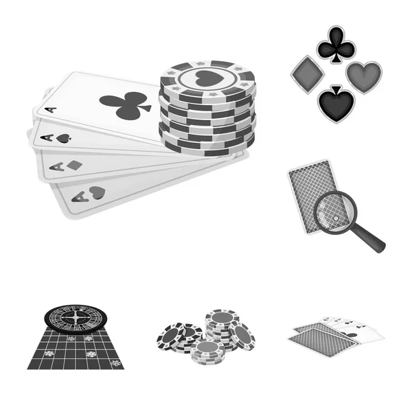 赌场和设备的单色图标集集合中的设计。赌博和金钱矢量符号股票网站插图. — 图库矢量图片