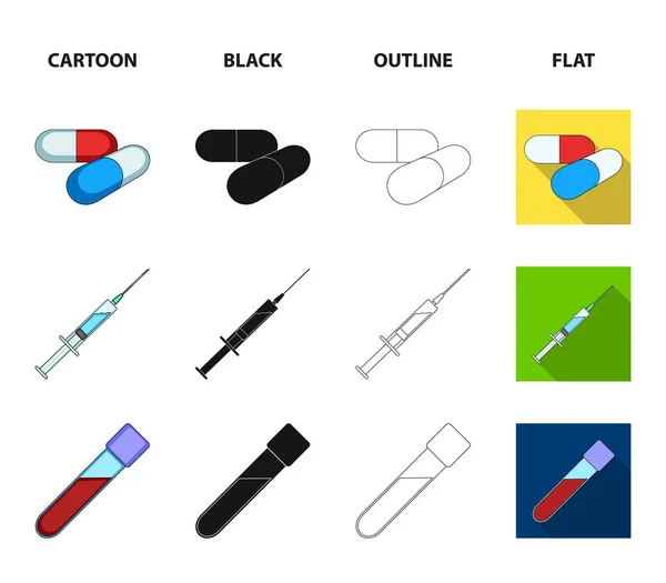 Human DNA and other equipment.Medicine set collection icons in cartoon,black,outline,flat style vector symbol stock illustration web. — Stock Vector