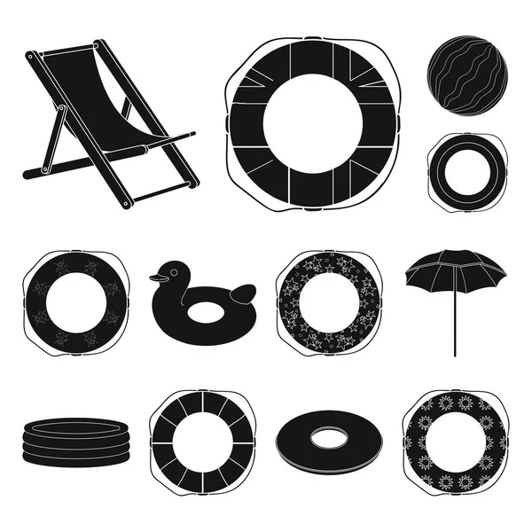 Mehrfarbige Schwimmkreis schwarze Symbole in Set-Kollektion für Design. verschiedene Rettungsringe Vektor Symbol Stock Web Illustration. — Stockvektor