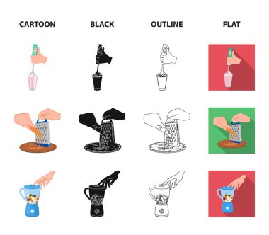 , reçel, diyet, aksesuarları ve diğer web simgesi çizgi film, siyah, anahat, düz style.cook, ekipman, cihaz, simgeler koleksiyonu ayarla.