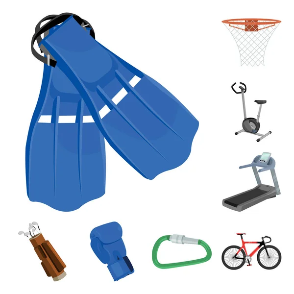 Diversi tipi di icone dei cartoni animati sportivi nella collezione di set per il design. Sport attrezzature vettore simbolo stock web illustrazione . — Vettoriale Stock