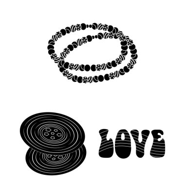 Mutlu ve öznitelik set koleksiyonu tasarım için simgeler siyah. Sembol stok web illüstrasyon vektör mutlu ve aksesuarları.